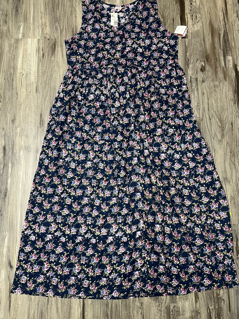Vintage Sita Floral Maxi Dress NWT L 100% Cotton Nepal Steinbach Tag 20x49